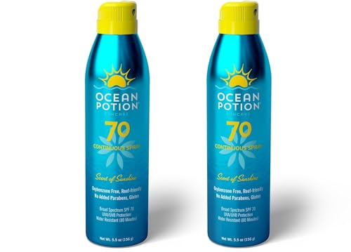 Ocean Potion SPF 70 Body Spray - Clear Water-Resistant Sunscreen, 5.5oz Pack of 2