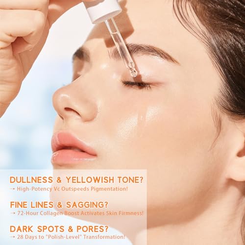 Vitamin C Serum for Face, 20% Vitamin C Brightening Serum with Hyaluronic Acid & Vitamin E, Anti-Aging, Brightening, Improve Dark Spot, Fine Lines & Wrinkles, 1 Fl Oz