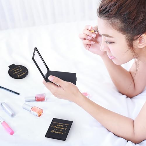 Inspirational Compact Mirrors Bulk Set with Gift Bags – 48 Pcs Portable Makeup Mirrors for Women