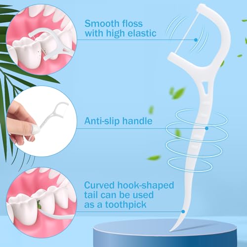 Maxcheck White Dental Floss Picks Bulk 2000 Count - Natural Tooth Sticks & Floss, Durable & Portable