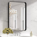 Black Bathroom Mirror 28x36 Inch Metal Framed Wall Mirror - Modern Vanity Decor