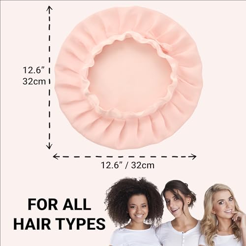 Golden Star Beauty Silk Bonnet Sleeping Cap For Women, Made of Real 100% Mulberry Silk, Soft and Easy to Use, Breathable & Adjustable Sleep Caps, Fine Hair Wrap - Night Head Cap for Curly Hair (Pink)