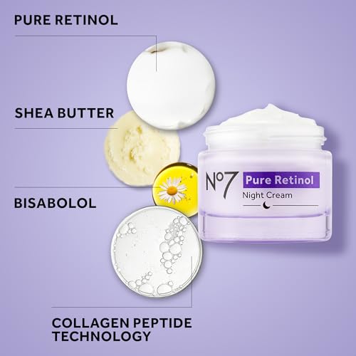 No7 Pure Retinol Night Cream - 1.69 Fl Oz - Anti-Aging Face Moisturizer with Collagen & Hyaluronic Acid