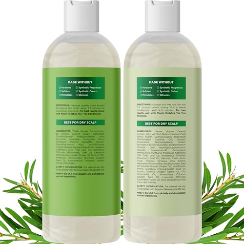 Maple Holistics Tea Tree Oil Shampoo & Conditioner Set 12 Fl Oz Pack of 2 - Sulfate-Free Clarifying Hair Care for Oily & Dry Scalp
