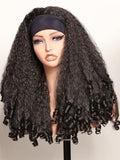 Afro Curly Headband Wig - 20 Inch Synthetic Kinky Curls for Black Women (Dark Brown Variation)