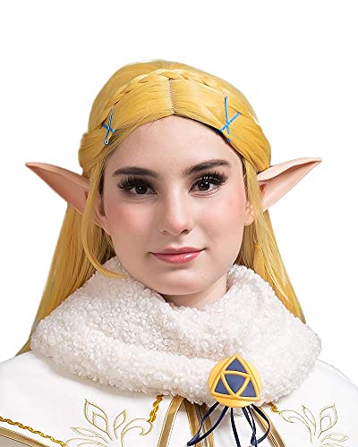 Women's Princess Gold Long Braided Cosplay Wig with Elf Ear - One Size - Gold