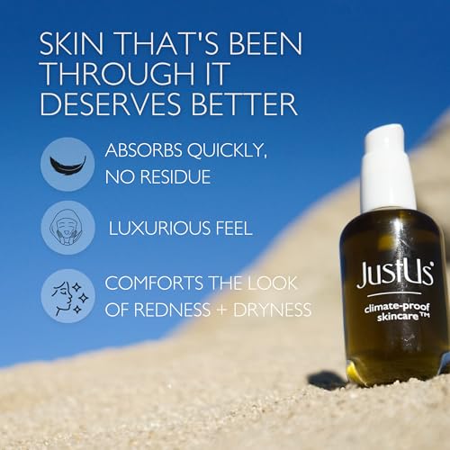 JustUs Skincare - Calming Recovery Oil Serum - Comforts the Look of Redness + Dryness | For Red, Dry, Irritated Skin | Skin Barrier Support | Bakuchiol, Tamanu + Andiroba | 30ml