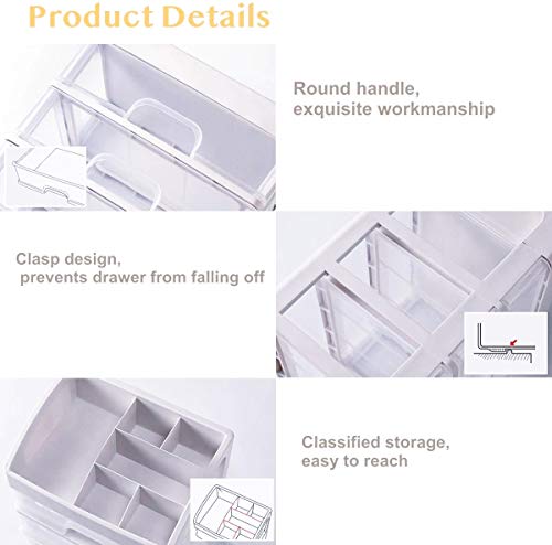 Makeup Organizer with 3 Drawers, Vanity Storage for Cosmetics & Jewelry