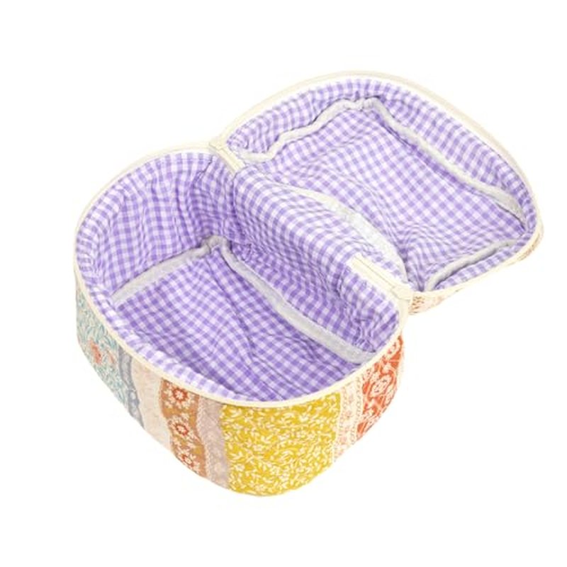 2Pcs Mini Floral Quilted Makeup Bag set,Cute Cosmetic Bag for Women and Girls,Travel Coqutee Aesthetic Organized Bag(Classic floral)