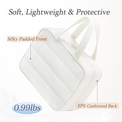 Hanging Toiletry Bag for Women, Large Capacity Travel Makeup Organizer with Hook, Waterproof Cosmetic Bag with Translucent TPU Compartments for Bathroom, Gym, Camping (Beige)