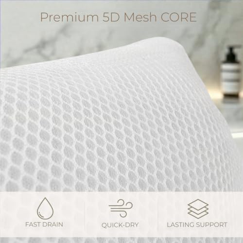 Luxury Bathtub Pillow with Head, Neck & Back Support - Dark Gray, M Size - Comfortable Spa Bath Accessory