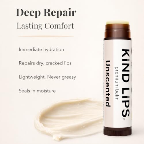 Kind Lips Unscented Organic Lip Balm Fragrance Free Unflavored Natural Moisturizing Lip Care 5 Pack