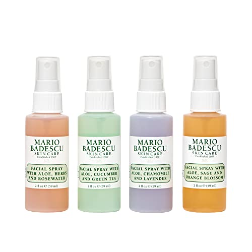 Mario Badescu Facial Spray Collection 4-Pack 2 Fl Oz | Rose Water, Cucumber, Lavender, Orange Blossom | Hydrating Face Mist for All Skin Types