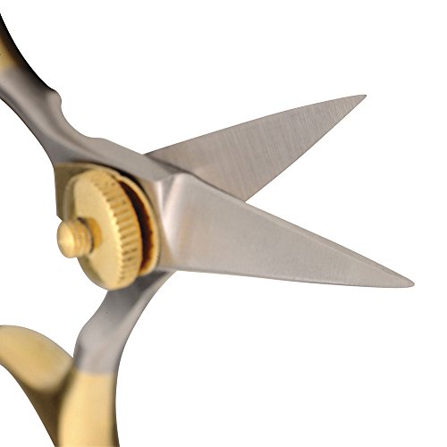 Hair Razor Scissor 4.5 Inch Straight Serrated Blade Gold Loops Professional Cutting Tool