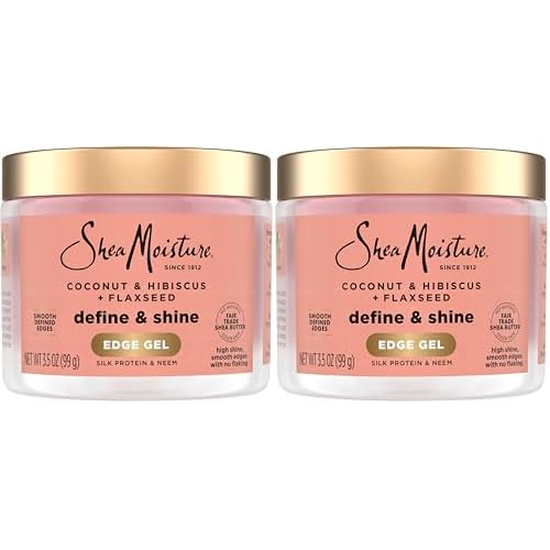 SheaMoisture Define&Shine Edge Gel + Flaxseed Coconut&Hibiscus Holds and Controls Edges All Day Infused With Glycerin,Coconut Oil and an Invigorating Sweet Scent Paraben-Free Hair 3.5 OZ,(Pack of 2)