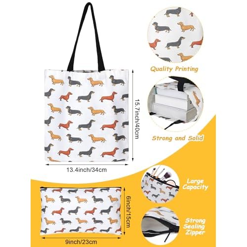Abbylike Dachshund Gifts for Women Weiner Dog Tote Bag Cosmetic Bag Cup Keychain and Socks for Dachshund Dog Lover Mom