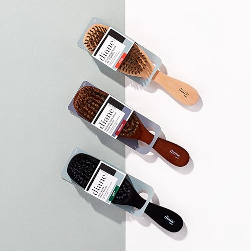 Diane 7-Row Boar Bristle Wave Brush ? Soft 100% Boar Bristles for Fine to Medium Hair, 360 Waves, Smoothing & Polishing, Gentle on Scalp, Real Wood Handle, Beard & Mustache Styling