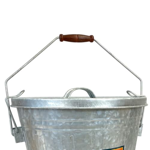 Galvanized Steel Bird Seed Storage Bin with Locking Lid & Scoop - Rustic Farmhouse Design, 16.5 Quarts / 25 Pounds Capacity