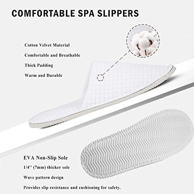 Anmerl 10 Pairs Disposable Hotel Slippers - Bulk Guest House Shoes for Spa, Wedding, Travel, Universal Size, Non-Slip, Washable with Individual Packaged