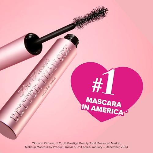 Too Faced Better Than Sex Mascara & Lip Injection Plumper Travel Set | Includes Better Than Sex Mascara For Volume, 0.17 Fl Oz + Lip Injection Maximum Plump for Hydrating Gloss, 0.10 Fl Oz
