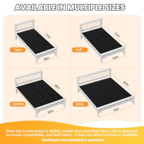 King Bunkie Board 76x80 Inches - Foldable Bed Support Platform, No Assembly