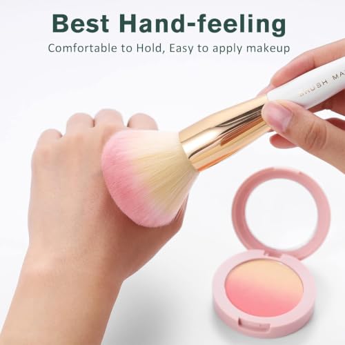 10-Piece Makeup Brush Set with Flat Foundation Brush - Synthetic, Travel-Friendly