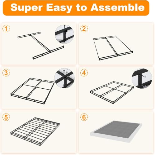 NHODIR 5 Inch Queen Box Spring - Heavy Duty Metal Bed Foundation with Cover