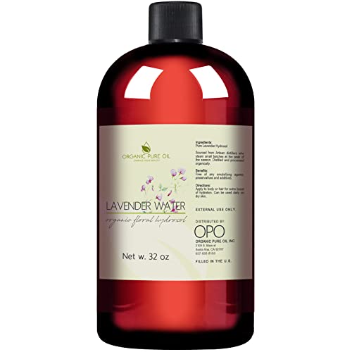 Lavender Hydrosol Water 32oz - Pure Steam Distilled Calming Facial Toner & Aromatherapy