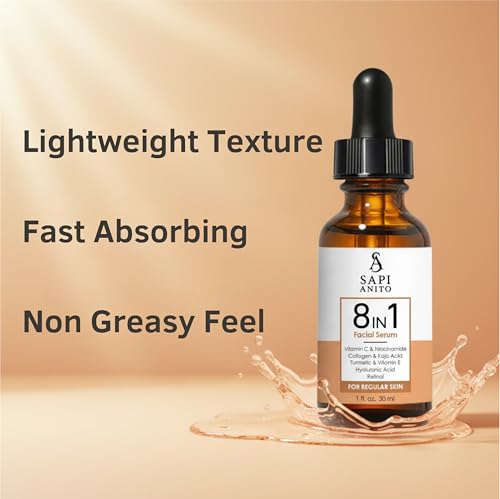 8-in-1 Facial Serum for Hydration and Glow with Vitamin C, Retinol, Collagen - 1 fl oz