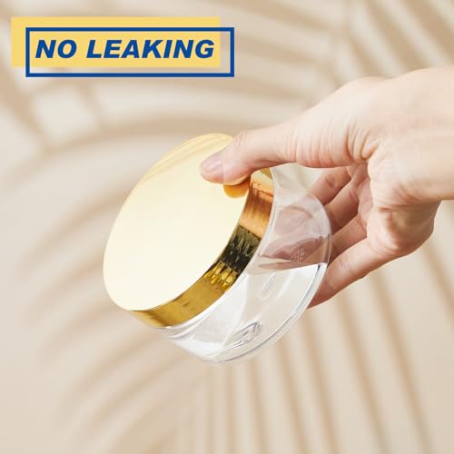 Clear 8 oz Cosmetic Jars with Gold Lids & Labels - Pack of 24 - Variation: Gold Lid / 8 oz
