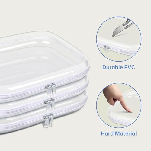 Black Hard Plastic Zipper Case Set - Transparent Double Zippers Travel Organizer Bin - 6pcs