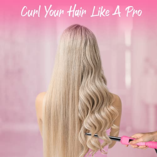 HerStyler Baby Curls Mini Curling Iron - 9-13mm Tapered Barrel - Pink - Travel Size