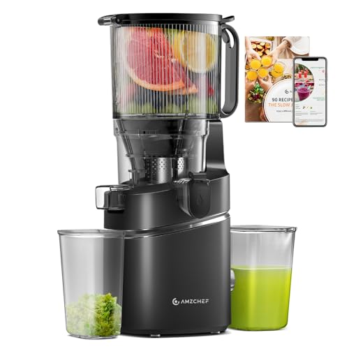 AMZCHEF Cold Press Juicer with 5.8-Inch Wide Mouth Hopper - Black