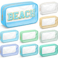 Large Clear Makeup Bag with Frame - Blue Green 9.5x5.1x2.8 Inch DIY Cosmetic Organizer