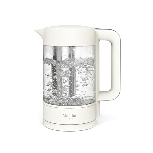 Electric Glass Kettle with Removable Tea Infuser - 1.7L, Linen Cream