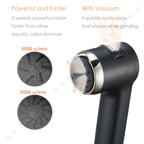 Electric Callus Remover with Vacuum for Feet, Waterproof Rechargeable Pedicure Kit