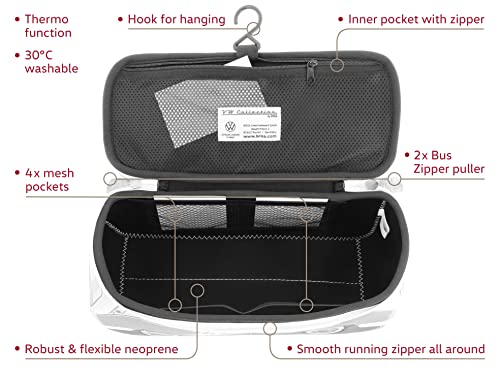 VW T1 Bus Cosmetic Bag - Neoprene Toiletry Travel Organizer, Peace Green 30x14x12cm