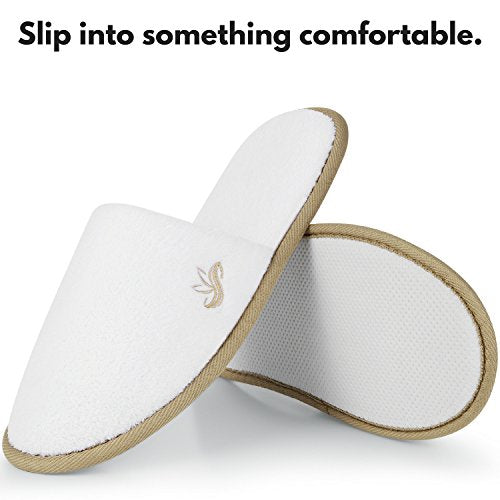 Disposable Spa Slippers - 6 Pairs Medium - Unisex Indoor House Shoes for Guests