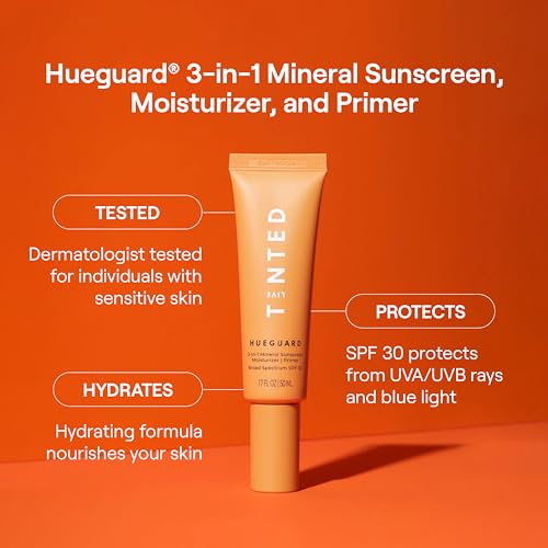 Live Tinted Hueguard¢ç 3-in-1 Mineral Sunscreen, Moisturizer, & Primer for Face and Body - Hydrate and Protect the Skin Year Round - SPF 30 to Protect Against UVA/UVB Rays, 1.7 Fl Oz