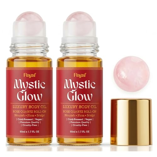 Luxury Firming Body Oil with Rose Quartz Roll-On - Red, 1.7 Fl Oz Pack of 2
