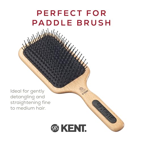 Kent PF17 Large Cushion Paddle Brush for Long, Thick & Curly Hair - Scalp Massager & Growth Stimulator, Variation PF17