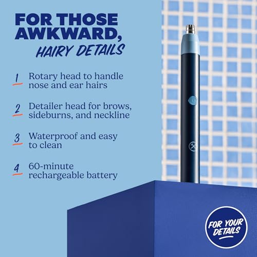 Nose & Ear Hair Trimmer for Men - Rechargeable Grooming Device with Detailer Attachments