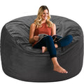 Silver Grey 3ft Velvet Bean Bag Chair with Memory Foam - Adult Lazy Sofa
