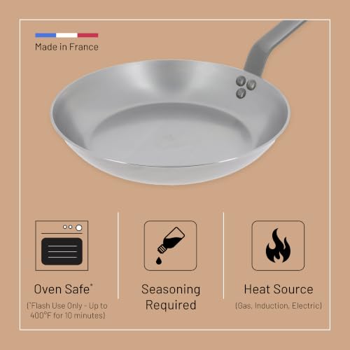 de Buyer 11-Inch Mineral B Carbon Steel Fry Pan - Natural Non-Stick French Cookware