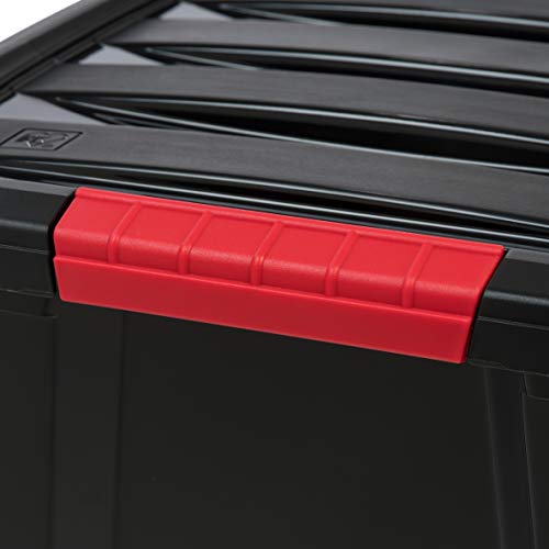 32 Quart Stackable Storage Bins with Lids - Black, 6 Pack