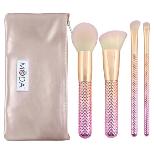 Vegan Synthetic Makeup Brush Set for Face & Eyes - Full Face & Eye Kit