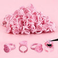 300Pcs Glue Rings£¬Urknall Lash Glue Rings for Eyelash Extensions Lovely Pink Heart Shaped Lash Extension Holder for Eyelash Extensions Nail Art Adjustable Fit for All Finger Sizes