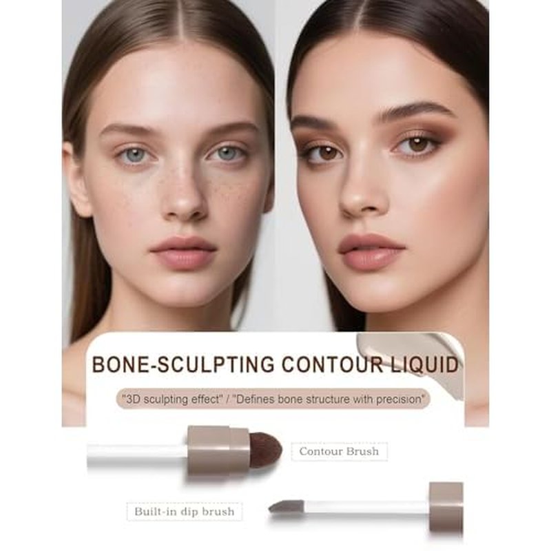 2PCS Cool Toned Liquid Contour & Highlighter Stick for Fair Pale Light Skin, Grey Nose Contour Sitck, Cream Face Shaping Makeup Kit Long-Lasting & Matte Finish Vegan & Cruelty-Free#01 Cool Toned Set