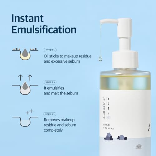 ROUND LAB Dokdo 2-Step Pore Purifying Cleanser Duo for Facial Cleansing, 1025 Dokdo Cleansing Oil and Cleanser, Makeup Blackhead Remover for Sensitive Skin, Easy to Wash, Korean Skin Care
