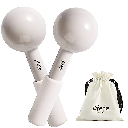 pfefe Ice Globes for Face & Eyes - White Gloss Stainless Steel Cryo Sticks for Puffiness & Wrinkles